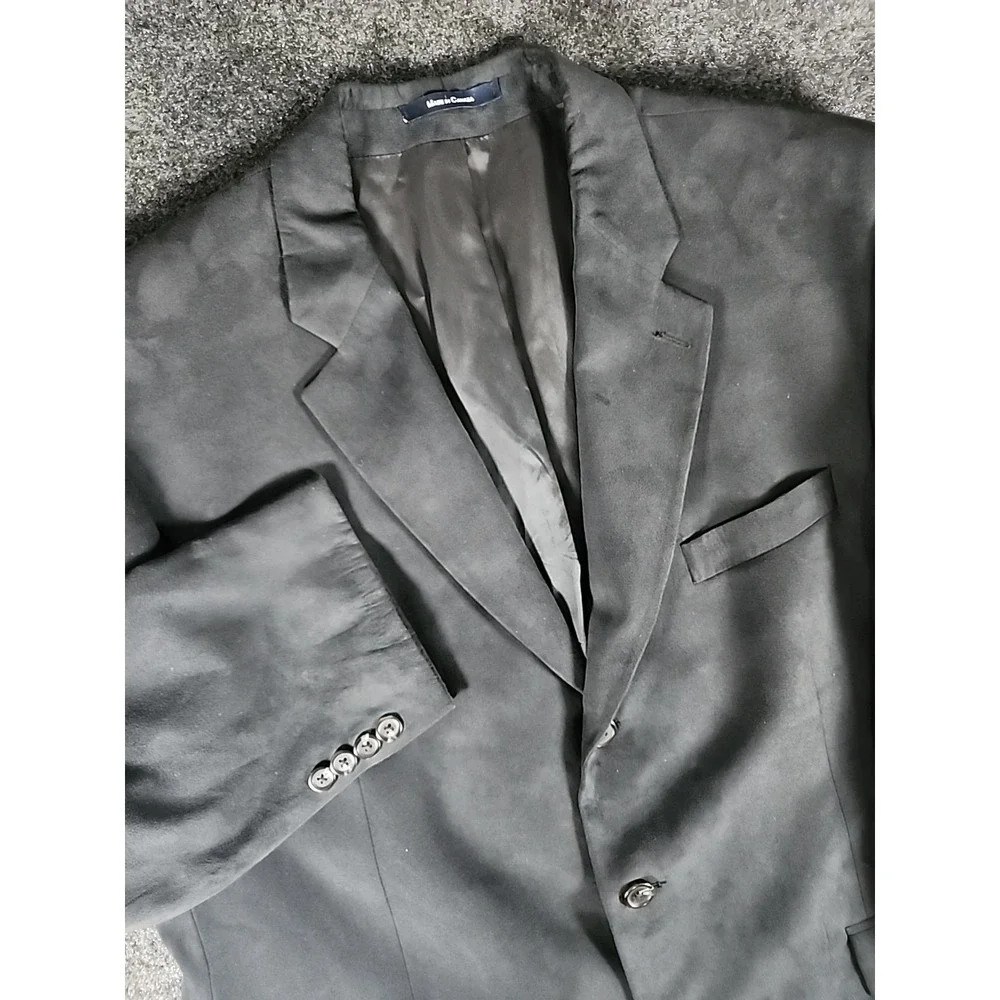 VTG Chaps Ralph Lauren Men's Velvet 3-Button Blazer Black 46R Sport‎ Coat Jacket
